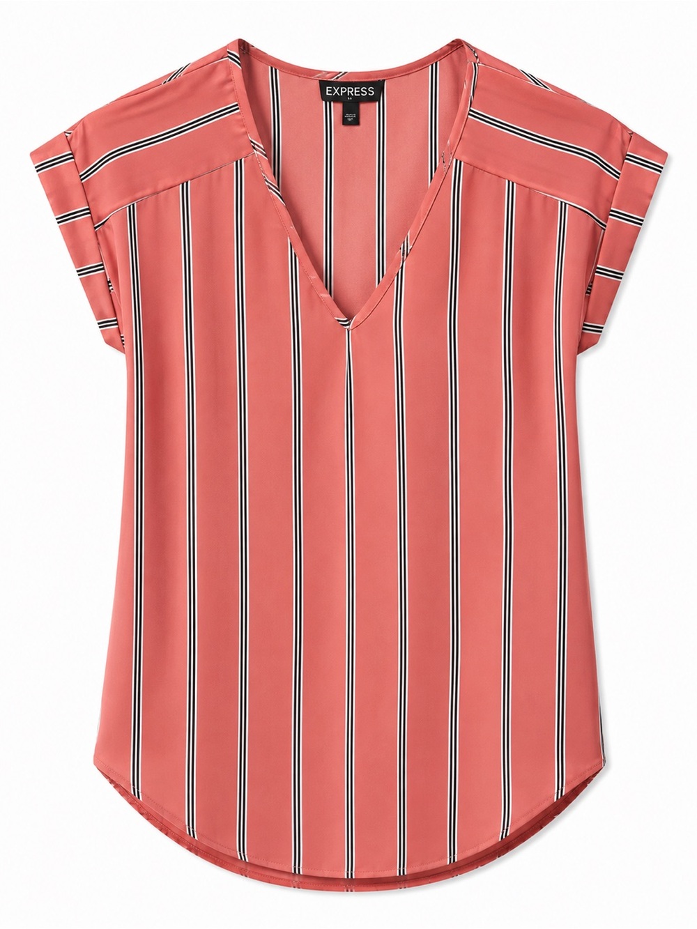 Express Coral-Stripe V-Neck Size XS